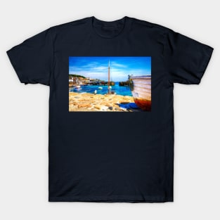 Mousehole Harbor Boats, Cornwall, UK T-Shirt